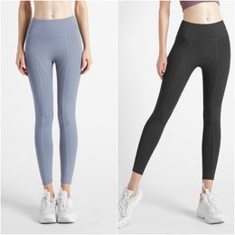 LL-90 Womens Yoga Outfit Running Close-fitting Leggings Pant Exercise Adult High Waist Tights Fitness Wear Girls Elastic Skinny Gym Breathable Sportswear