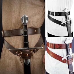 Party Masks Medieval Renaissance Sword Holder PU Belt Waist Sheath Adult Men Larp Warrior Pirate Viking Knight Cosplay Leather Buc300m