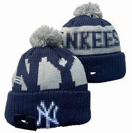 Yankees Beanies New York Beanie Cap Wool Warm Sport Knit Hat Baseball North American Team Striped Sideline USA College Cuffed Pom Hats Men Women a7