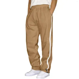 Men's Pants Mens Sweatpants Autumn Winter Solid Colour Elastic Waist Pockets Straight Trousers Hip Hop Harajuku Loose Sports Jogger Bottoms