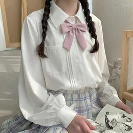 Women's Blouses NONSAR Sweet Japanese JK Chiffon Shirt Female Student Lolita Solid Long Sleeve Loose Blouse