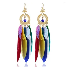 Stud Earrings Bohemian Ethnic Fashion Hollow Carved Statement Simple Colourful Leaves Feathers Women Elegant Exquisite Charm