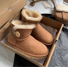 Boots designer snow ug australian women boot tasman bailey Chestnut winter buckle fur Half Knee Short lady Sheepskin and wool integrated glies hair slipper GH171