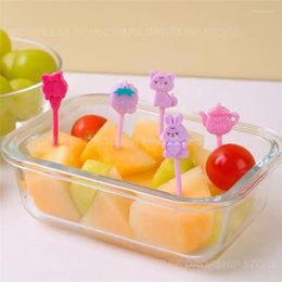 Forks Cartoon Toothpick Tableware For Bento Box Decor Plastic Cake Dessert Party Supply Lunch Pick Mini Kid