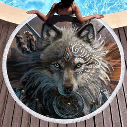 Towel Big Round Sandbeach Towels Print Animal Pattern Beach Microfiber Fabric Bathroom Bath Outdoor Swim Travel Serviette