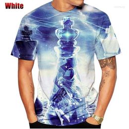 Women's T Shirts 2023 Fashion Chess 3D Printed T-shirt Round Neck Funny Short Sleeve Men Tops