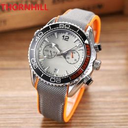 All Dials Work Brand Mens Watches Two Eyes Full Functional Clock Wristwatches Nylon Strap Fashion Quartz Waterproof Calendar sapph2463