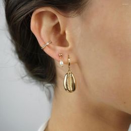 Dangle Earrings Gold Color Sea Shell Earring Summer Beach Gift For Girl Women Cute Lovely Fashion Charming Jewelry