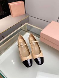 Mary formal shoes, leather soles, thick blocks, high heels, flat shoes, round toe, high-quality women's wedding shoes, factory shoe sizes 35-40