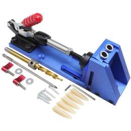 Freeshipping Woodworking Guide Carpenter Kit System inclined hole drill tools clamp base Drill Bit Kit System Pocket Hole Jig Kit Wdhai