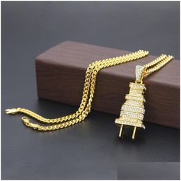 Pendant Necklaces Mens Fashion Hip Hop Necklace Gold Cuban Link Chain Iced Out Plug For Men Drop Delivery Jewellery Pendants Dhgarden Ot8Oe