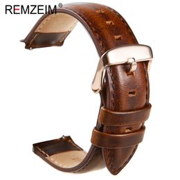 Watch Bands Genuine Leather Watchband 18mm 20mm 22mm Black Brown Red Cowhide Watch Band Quick Release Strap Watch Accessories 230411