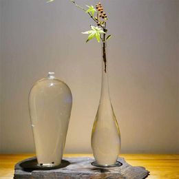 Vases Japanese Zen Vase Transparent Glass Countertop Vase Home Decoration Flower Arrangement Hydroponic Small Vase Home Decoration P230411