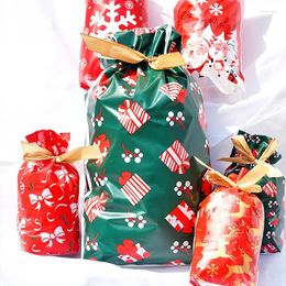 Christmas Decorations Candy Bag Santa Gift Snowflake Drawstring For Home Year 2023 Noel Presents