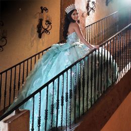 Light Green Sweetheart Quinceanera Dresses Ball Gown 2024 Lace Appliques Beads Sweet 16 Dress Party Gown Vestidos De 15 Quinceanera