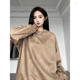 Women's Hoodies Streetwear Suede Hip Hop Women Sweatshirts Gothic Y2k Autumn Pullovers Clothing Solid Colour Casual Female