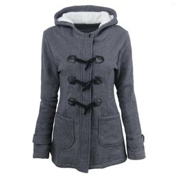 Women's Trench Coats Casual Coat Women 2023 Winter Autumn Womens Overcoat Female Hooded Horn Button Outwear Jackets Casaco Feminino