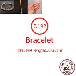 D192 S925 Sterling Silver Bracelet Fashion Letter Personalized Retro Gold Plated Diamond Cross Flower Couple Punk Hip Hop Jewelry Style Lover Gift