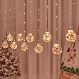 Strings Christmas Ball Curtain Garland Lamp LED Fairy String Lights For Outdoor Garden Year Home Party Bedroom Wedding Decoration