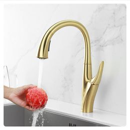Kitchen Faucets Brass Sink Faucet Pull Out Cold Water Mixer Tap Smart Sensor Touch Sensing With 2 Mode Spray