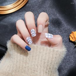 False Nails 24Pcs Children Manicure Pieces Artificial Fake Simple Cute Girl Short Nail Art Patches Wearing Press On Finished