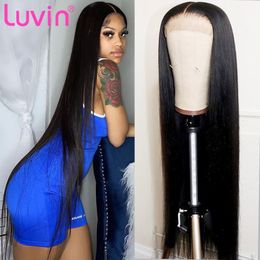 Synthetic Wigs 30 40Inch Brazilian Remy 250 Density 13x6 Bone Straight Transparent Lace Front Human Hair Wigs 4x4 Frontal Closure Wig For Women 230412