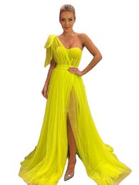 One Shoulder Evening Dress Sexy High Slit Sweetheart Tulle Prom Dresses Long Formal Elegant Vestidos De Fiesta for Women