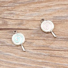 Pendant Necklaces 10pcs Fashion Gold Colour Alloy Enamel Lollipop Charms Beads Fit Bracelet For Women Jewellery Making Accessories