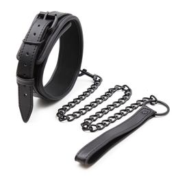 Adult Toys Bdsm Collar Leather And Iron Chain Link bdsm Slave Bondage Sex For Couples Adults Restraints 230411