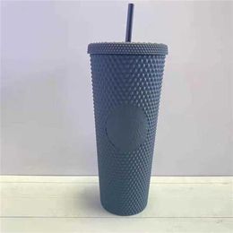 Water Bottle Starbucks Tumblers Black Bling Bright Cup Durian Straw Tumbler Plastic Cold Colorful Coffee Cups Creativity Birthday 251a