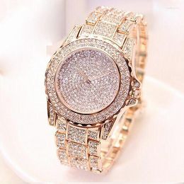 Wristwatches 2023 Iced Out Watch Men Fashion Luxury Rhinestone Rose Gold Quartz Wistwatches Male Clock Reloj Hombre Relogio Masculino