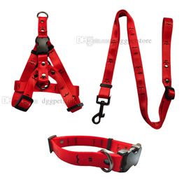 Designer Dog Collars Leashes Set Step in Nylon Harness with Classic Jacquard Letter for Dogs Girls and Boy Adjustable Pet Harnesses for Small to Large Dogs Red XL B176