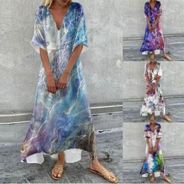 Casual Dresses Women's Print V Neck Dress Tie Dye Fashion Long Maternity Short Summer For Women