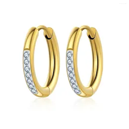 Hoop Earrings SRCOI Exquisite Stainless Steel Rhinestone Huggie For Women Jewellery Gold Silver Colour Crystal Cartilage Circle Earring