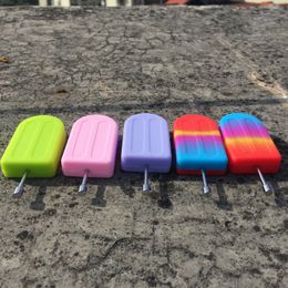 Popsicle Style Colourful Silicone Stash Case Smoking Storage Box Herb Tobacco Oil Rigs Shovel Dabber Scoop Straw Steel Spoon Stick Bubbler Waterpipe Bong Holder DHL