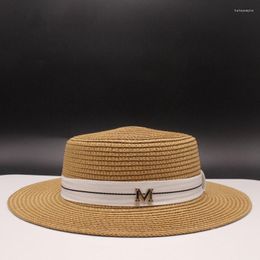 Wide Brim Hats 2023 Summer Casual Sun For Women Fashion Letter M Jazz Straw Beach Panama Hat Wholesale And Retail