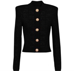 New top quality women's luxury Designer cardigans Knit hollowed out black Sweaters with buttons Mujer girls casual slim fit Womens round neck knnited coats