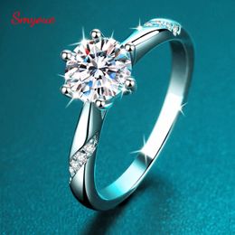 With Side Stones Smyoue D Colour 3 Solitaire Engagement Ring For Women Sparkling Lab Grown Diamond Band Ring 925 Silver Jewellery 230411