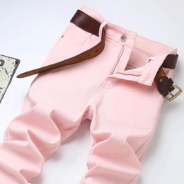 Men's Jeans Classic Style Fashion Daily Casual Straight Slim Fit Denim Stretch Trousers Pink Yellow Red Brand Male Pants