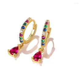 Dangle Earrings Colourful Zircon Water Drop Shape For Women Korean Fashion Piercing Pendiente Wedding Jewellery Eh315