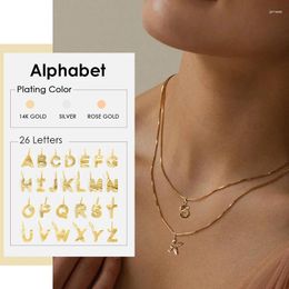 A-z Single Stereoscopic Square Letter Pendant Necklace Chain Gold