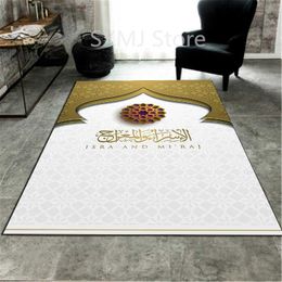 Carpet Prayer Rug Carpet Muslim Islam Mosque Worship Festival Ramadan Kareem Pray Mats Door Rugs Kneeling Poly Mat Dropshipping Z0411