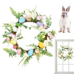 Decorative Flowers 2023 Easter Door Wreath Artificial With Pastel Eggs Hanging Decoration Home Decor