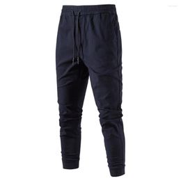 Men's Pants Style Men's Casual Overalls In Spring And Autumn Split Cotton Leggings Lace Up Medium Waist Basic Trousers Trip