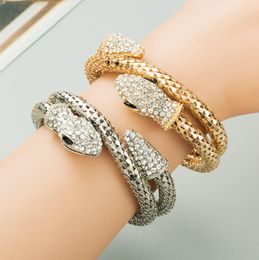 Luxury Design Fashion Silver Plated Inlaid Zircon Snake Bracelet Fashion Women's Bangles Wedding Jewelry Accessories Gift