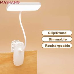 Desk Lamps 360 Flexible Table Lamp with Clip Stepless Dimming Led Desk Lamp Rechargeable Bedside Night Light for Study Reading Office Work P230412