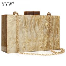 Evening Bags Acrylic Women'S With Chain Shoulder Purse Female Box Handbag Fashion Luxury Designer Champagne Clutch 230412