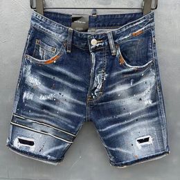 Mens short jeans knee jean shorts straight Jean hip hop cotton material patchwork summer men everyday casual fashion pants designer Shorts rock revival trousers