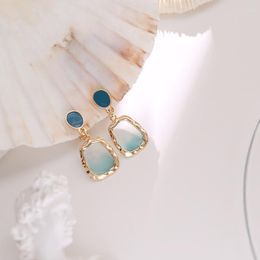 Stud Earrings S925 Silver Needle Blue Colour Non Pierced Ear Clip For Women Girls Fashion Jewellery Gifts
