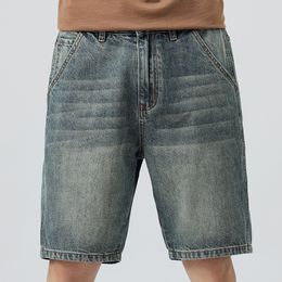 Men's Shorts Summer style men's retro blue short jeans classic fashion casual stretch cotton denim shorts men's brand 230412